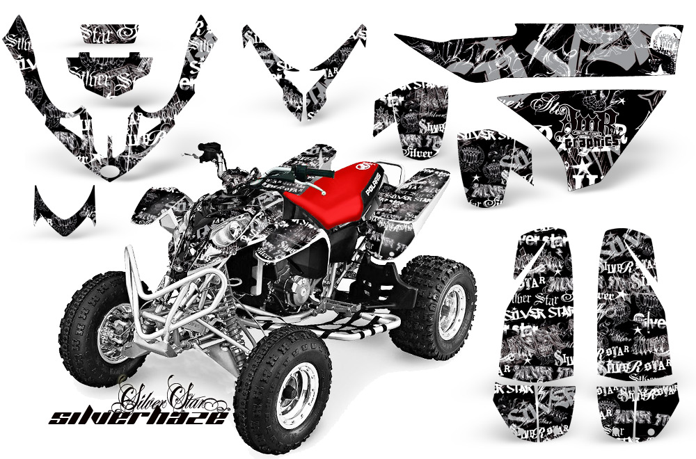 Polaris Predator 500 Graphics Kit SilverHaze White blackbg